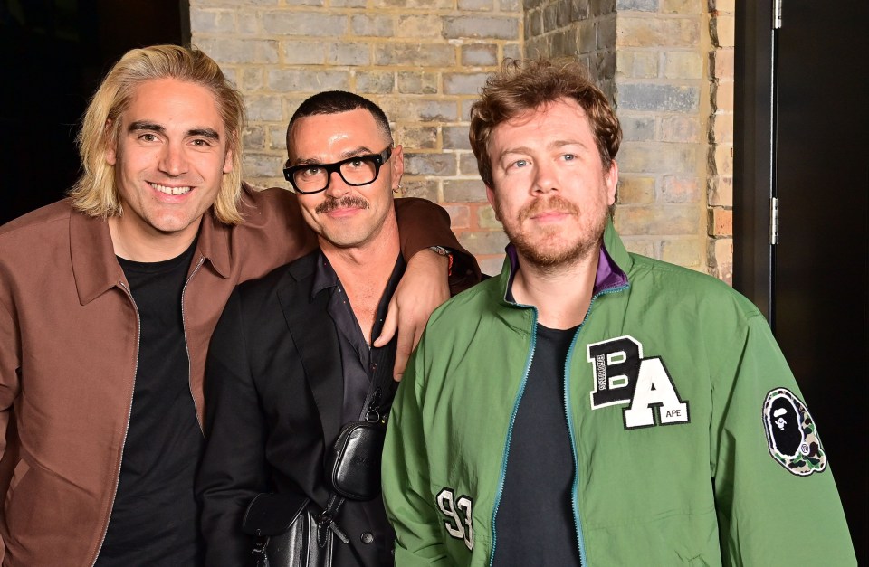 Charlie with his Busted bandmates Matt Willis and James Bourne