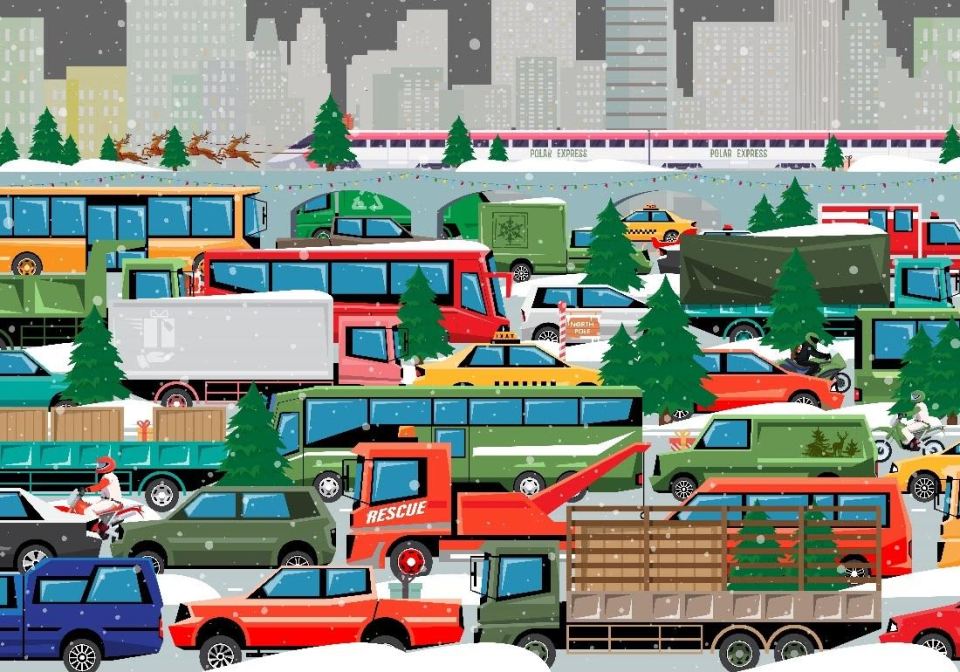 This busy graphic of a snowy traffic jam has left puzzlers baffled