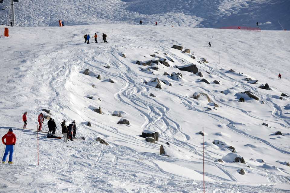 The spot in the French Alps ski resort of Meribel where Schumacher took a fall and hit his head on a boulder