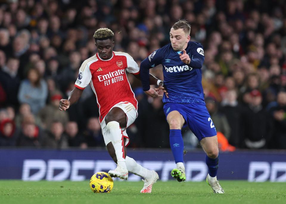 Bukayo Saka was marshalled well by West Ham