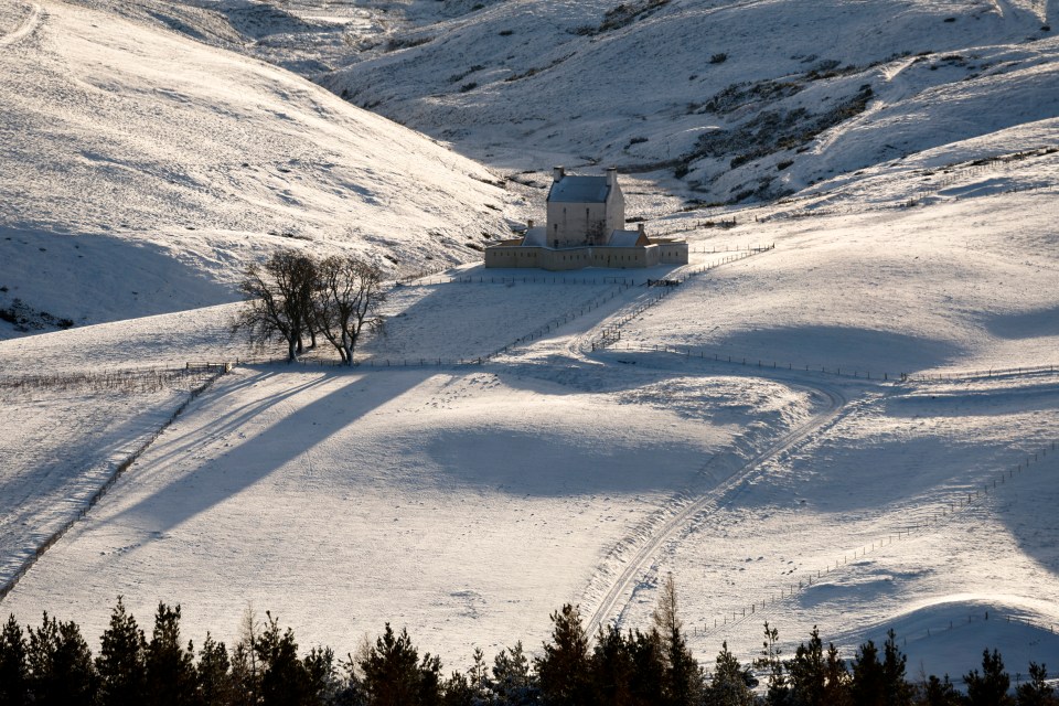 Pictured: Corgarff Castle in Scotland on Friday after the Met Office forecast widespread frost across the country