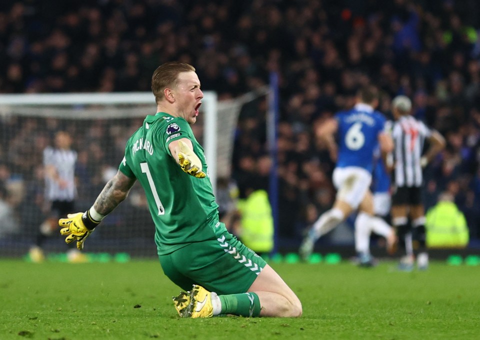 Jordan Pickford celebrated wildly against Newcastle