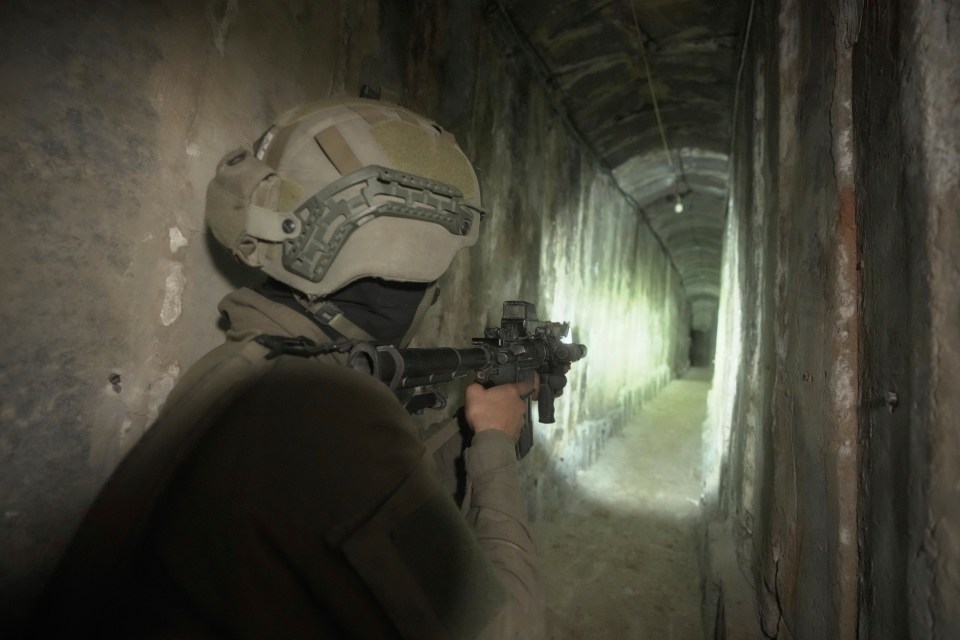 Israeli soldiers in an underground tunnel found underneath Al-Shifa Hospital in Gaza City