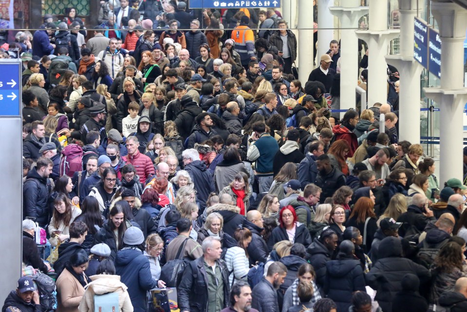 St Pancras is also heaving after a 'last-minute' strike brought Eurostar to a standstill