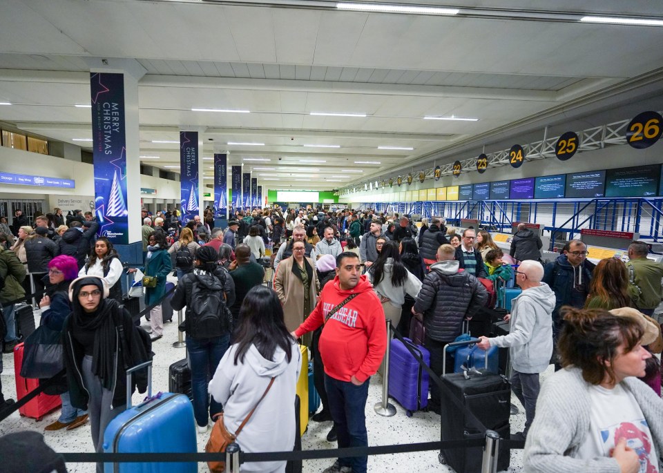 Queues for check-in at Manchester Airport