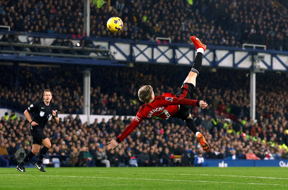 Alejandro Garnacho scored a spectacular overhead kick against Everton