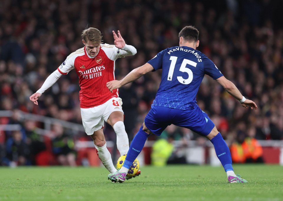 Skipper Martin Odegaard was Arsenal's best player of the night