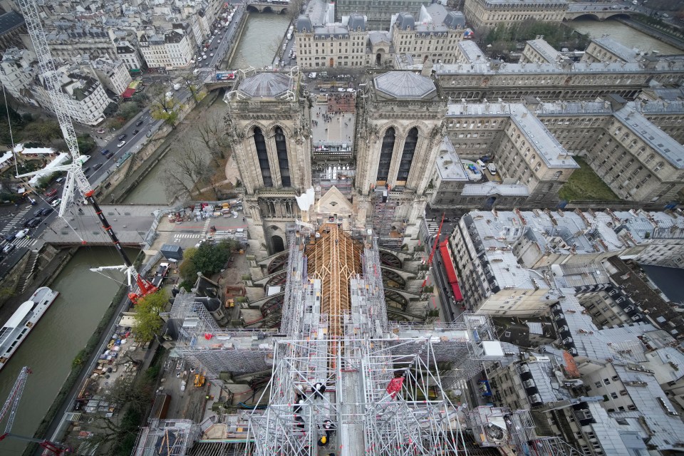 Parts of the building, including the cathedral's 12th-century spire were destroyed in the blaze