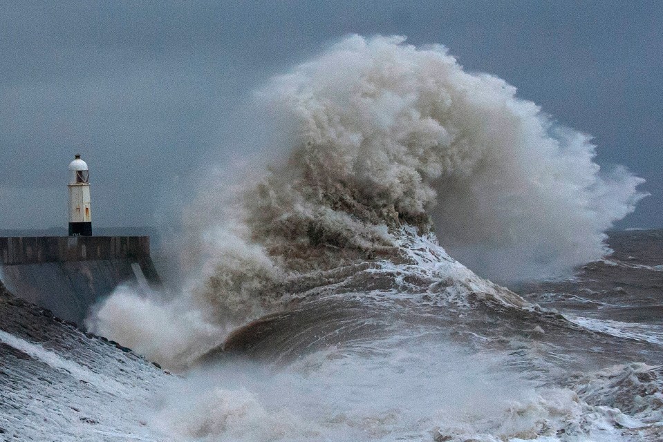 Wild winds are expected to cause chaos in the south today - and the swells have already started crashing in Porthcawl, Wales