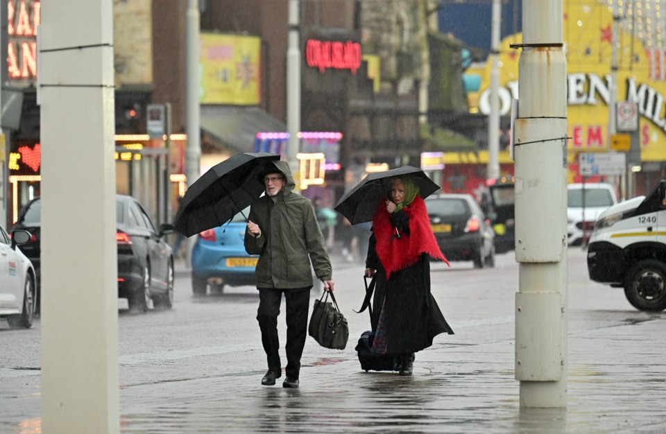 Blackpool was drenched in rain yesterday, too