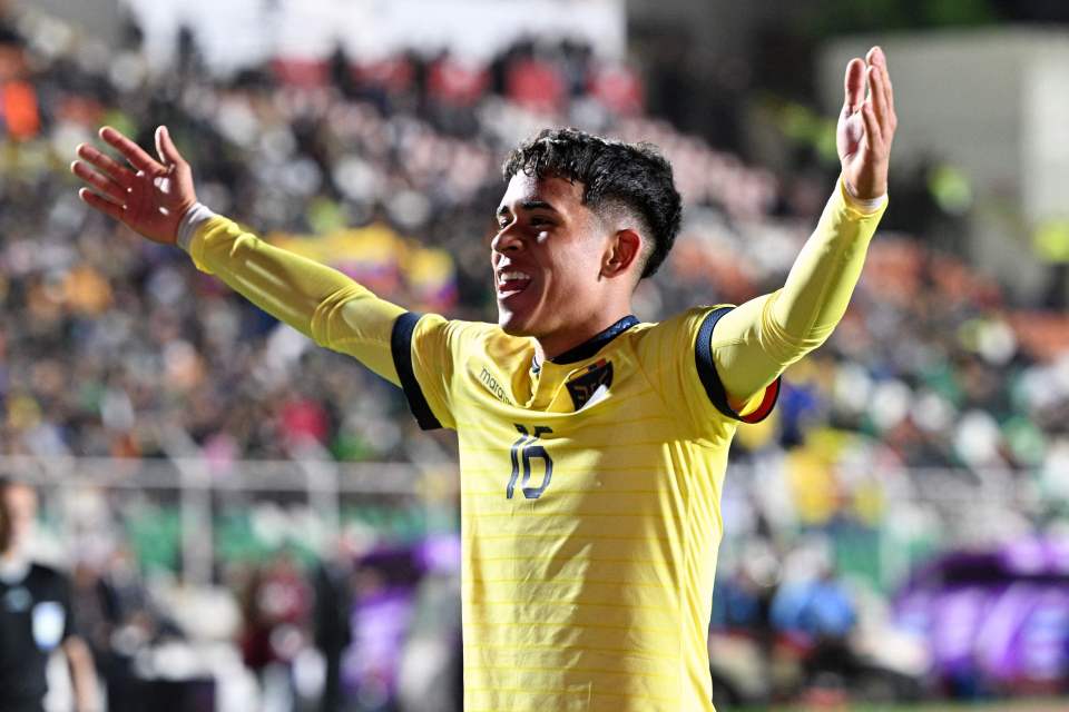 Kendry Paez will arrive at Chelsea officially in 2025 and is here seen celebrating scoring a World Cup qualifying goal for Ecuador