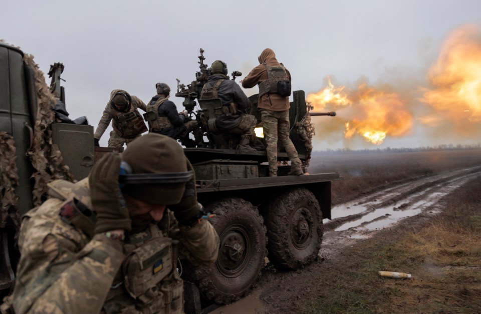 Ukrainian armed forces on the frontline fighting of Russian troops