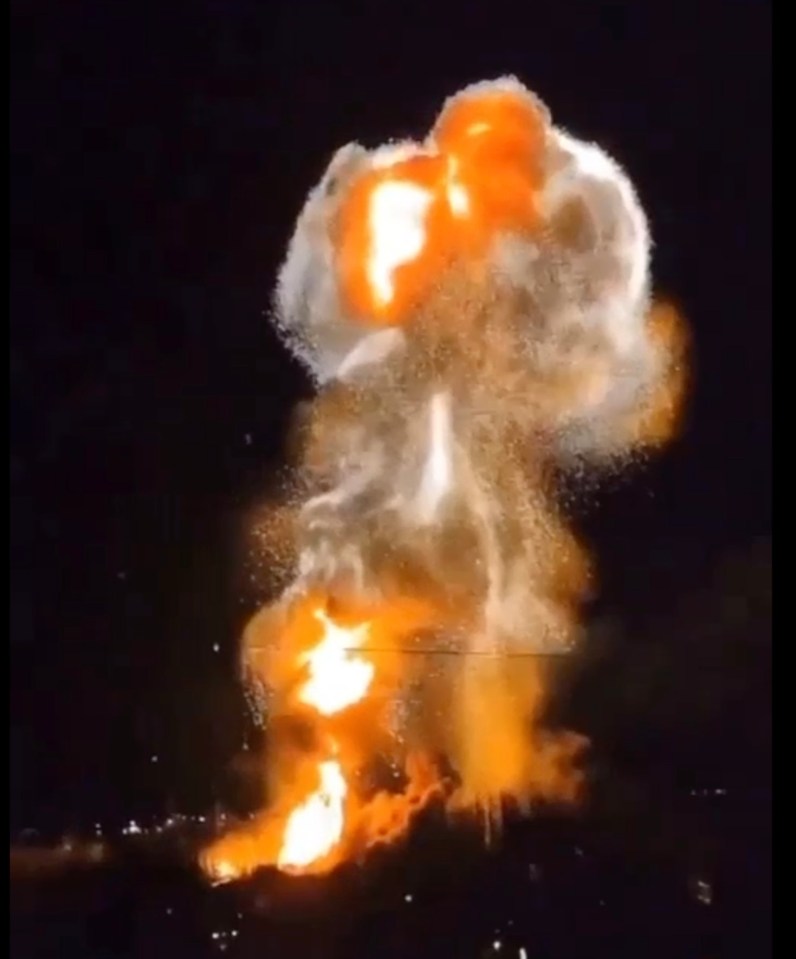 An explosion from a Ukrainian Storm Shadow missile explosion sparked a huge fireball