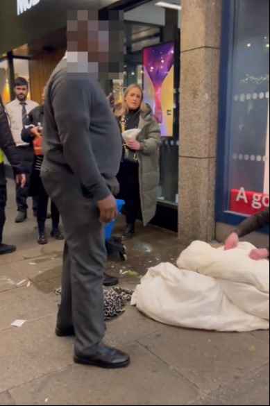 This employee came out and asked why the homeless man was 'causing trouble'