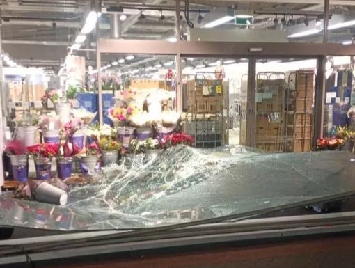 The storm blew shattered glass into a Bolton M&S