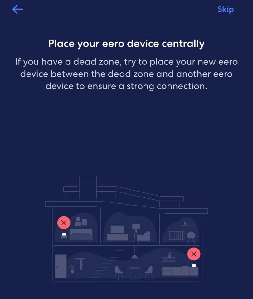 The app will let you know when the Eero Max 7 is up and running, and offer you tips and diagrams on where you should place it