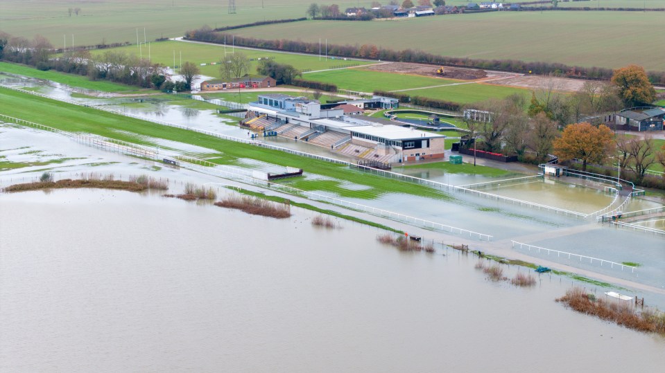 The water was just a few inches short of making it into the grandstand and nearby buildings