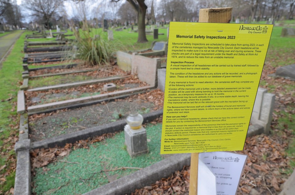 The council put up a warning saying the graves were ‘unsafe’