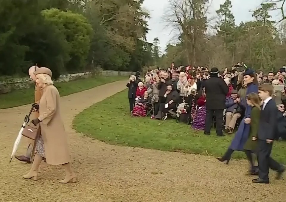 Charles and Camilla arriving ahead of Kate and her children