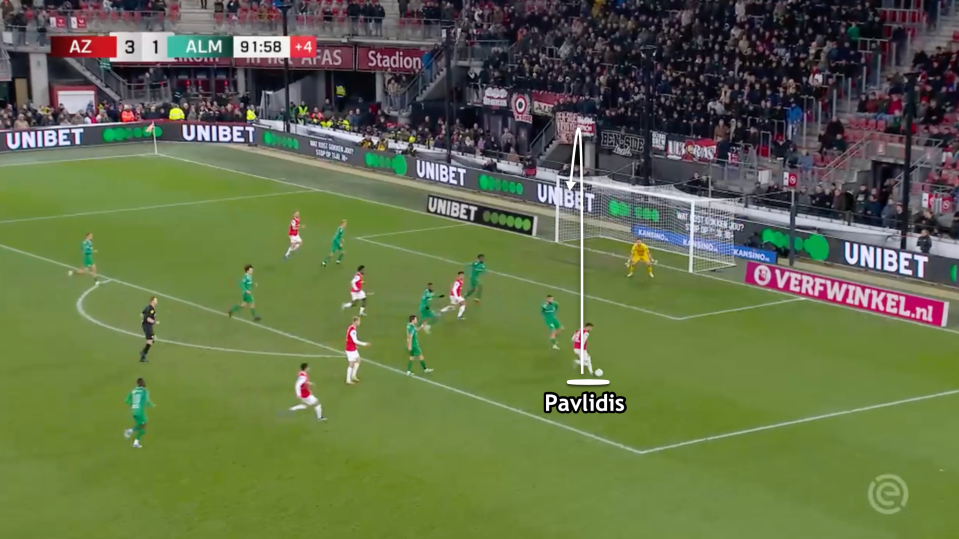 Here, Pavlidis’ composure is shown as he steadies himself before lifting the ball into the far corner