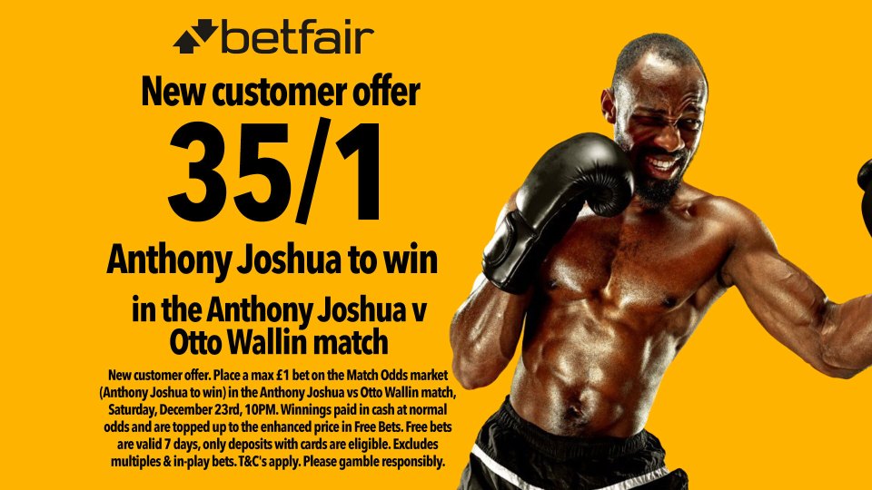 Anthony Joshua vs Otto Wallin odds: Get 35/1 for AJ to win Saturday's fight with Betfair