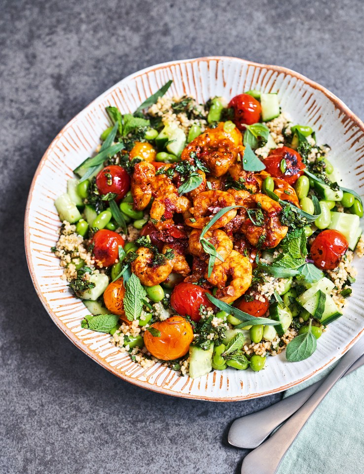 This is a beautiful Mediterranean take on a poke bowl