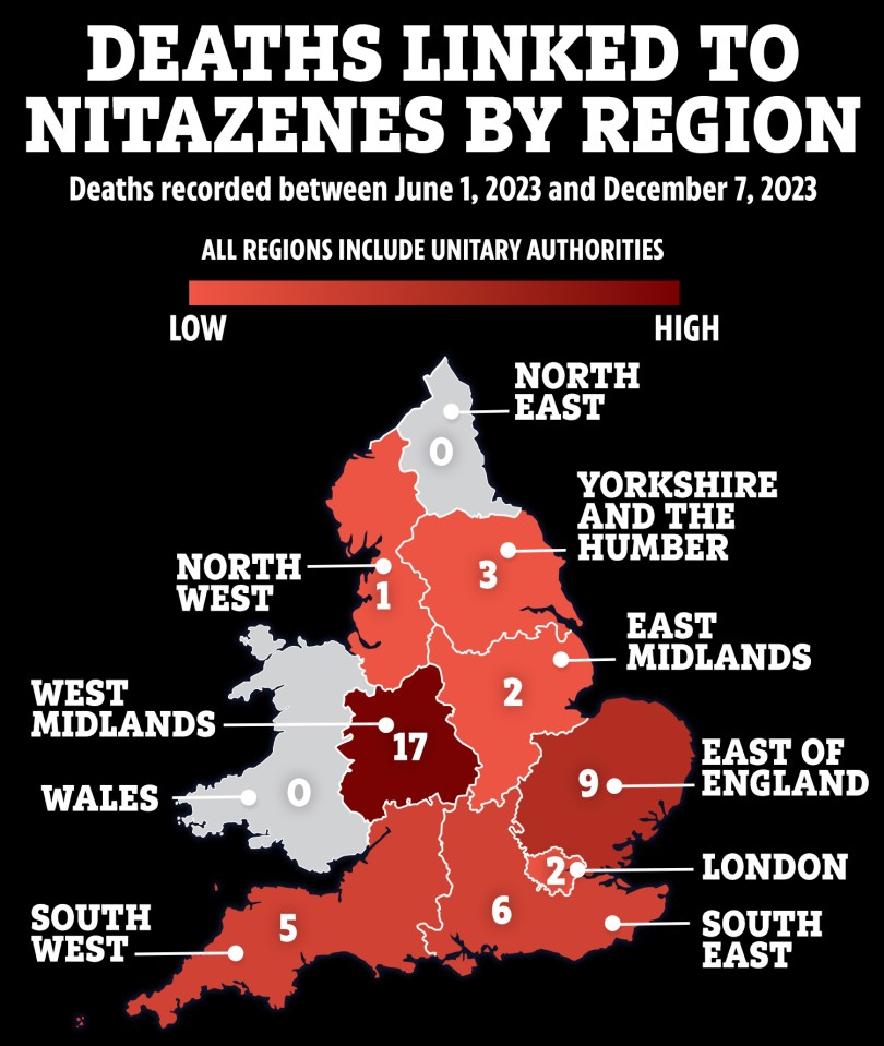 Our map reveals where in the UK has seen the most deaths linked to nitazenes