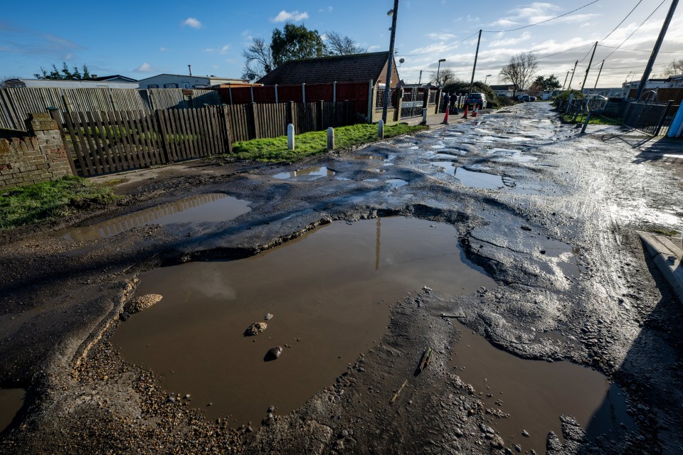 Seawick Road in Seawick St Osyth Essex could be the worst road in the country for potholes with the road littered from one end to the other with potholes varying in size from just a few inches across to 9 feet across.