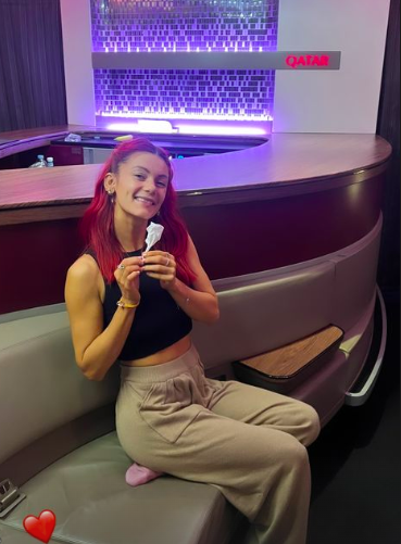 Joe took this picture of Dianne on the flight to Australia