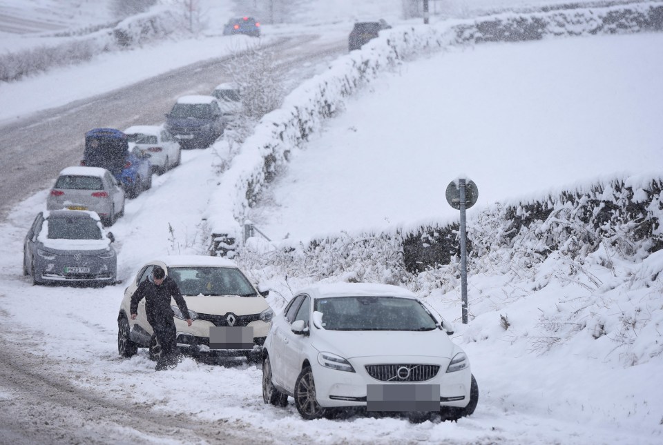 Drivers struggled snow along the A591 between Kendal and Windermere, Cumbria