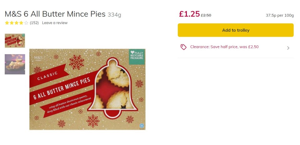 M&S are also selling the festive treats for a reduced price