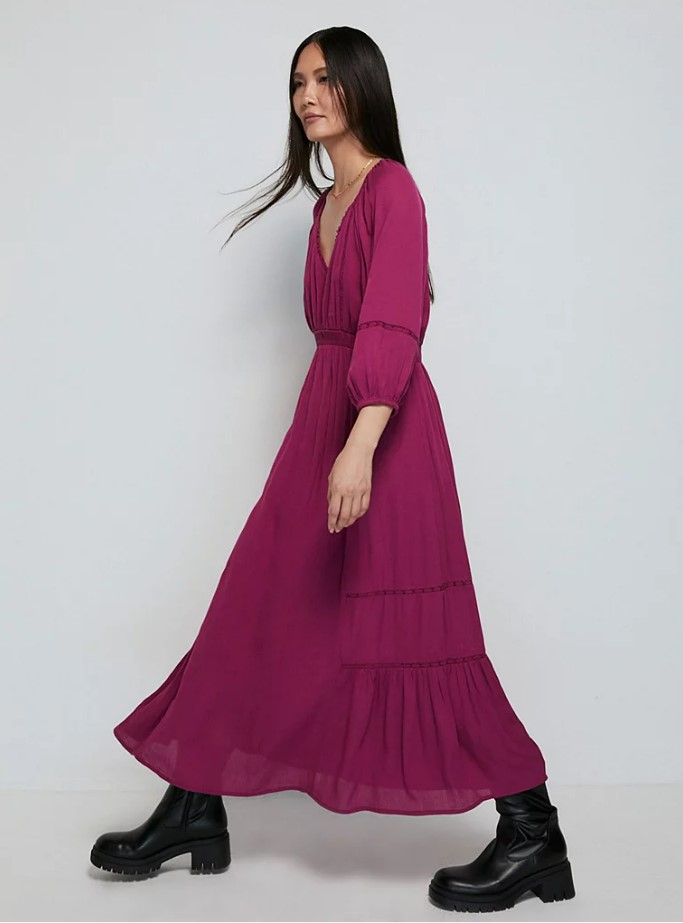 This dark pink Boho crinkle dress is down to £18 at Asda