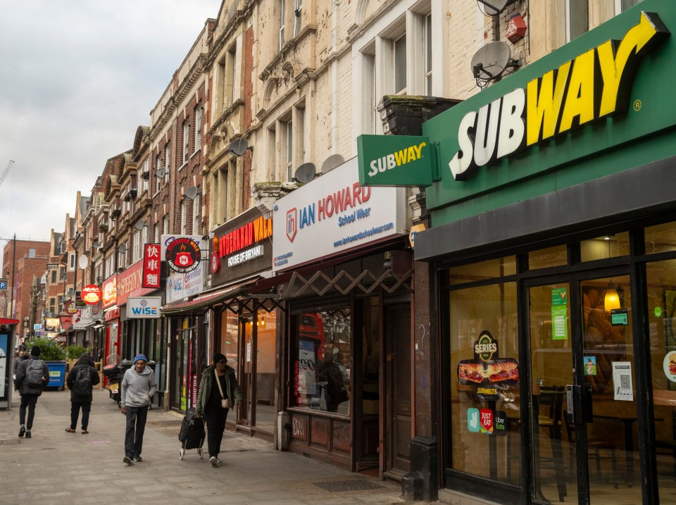 Barking Road in East Ham with its fast food & chicken shops