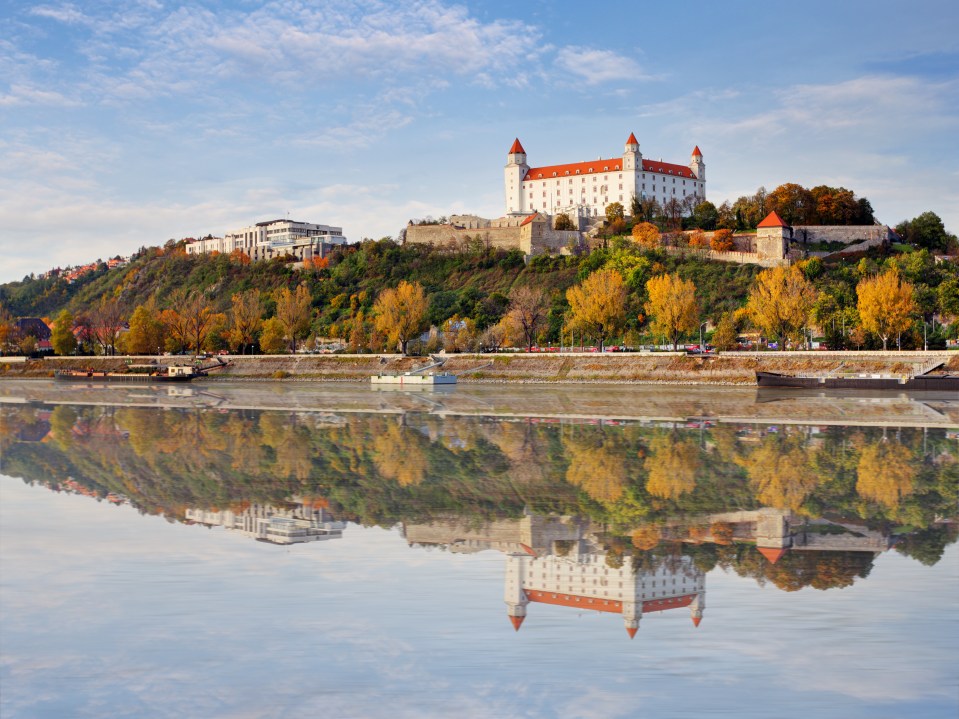 Bratislava Castle overlooks the river Danube in the centre of the city