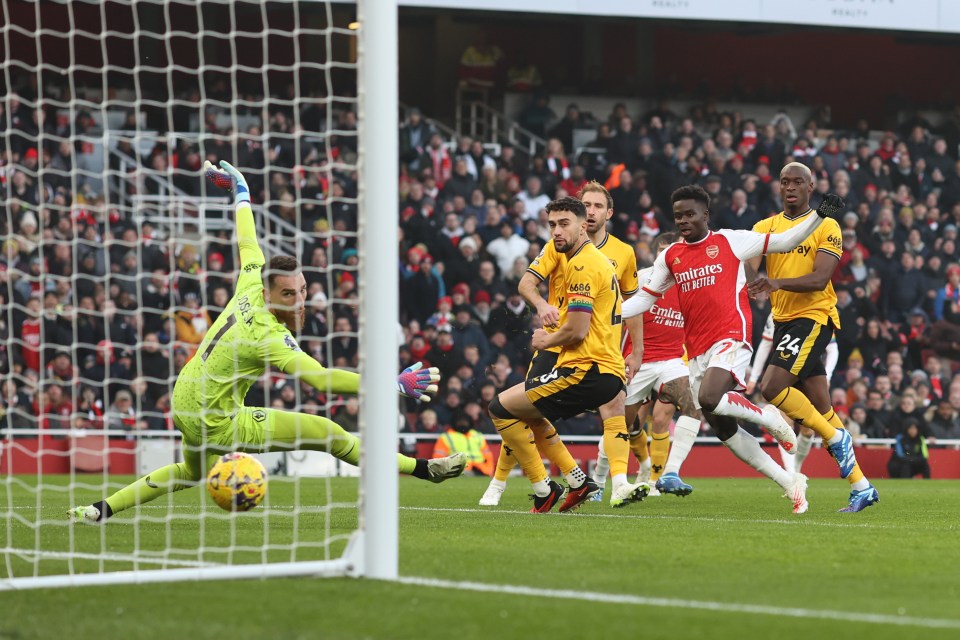 Bukayo Saka found the net with just six minutes on the clock