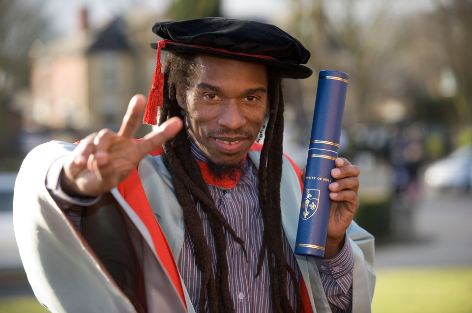 Zephaniah accepting an honorary degree from the University of Hull in 2018