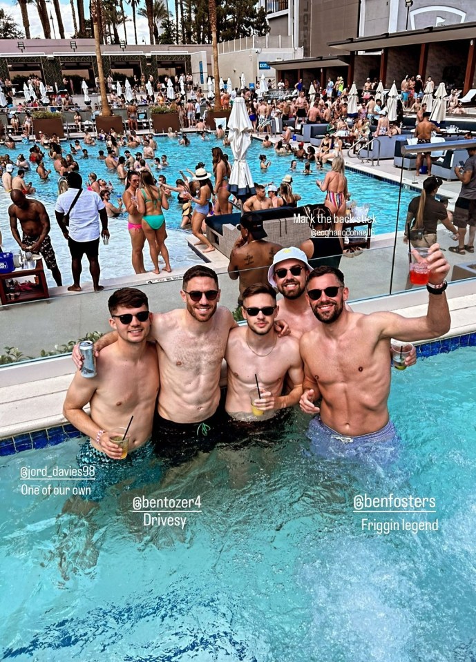 The ace enjoyed a lavish pool party before their League Two campaign