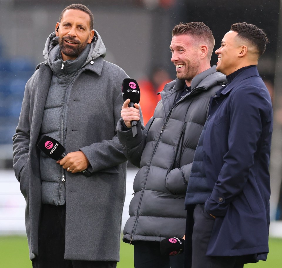 He and Jermaine Jenas, pictured with Rob Edwards, were on duty for Luton’s clash with Chelsea