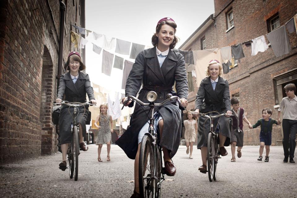 Call the Midwife stars Helen George, Bryony Hannah and Jessica Raine