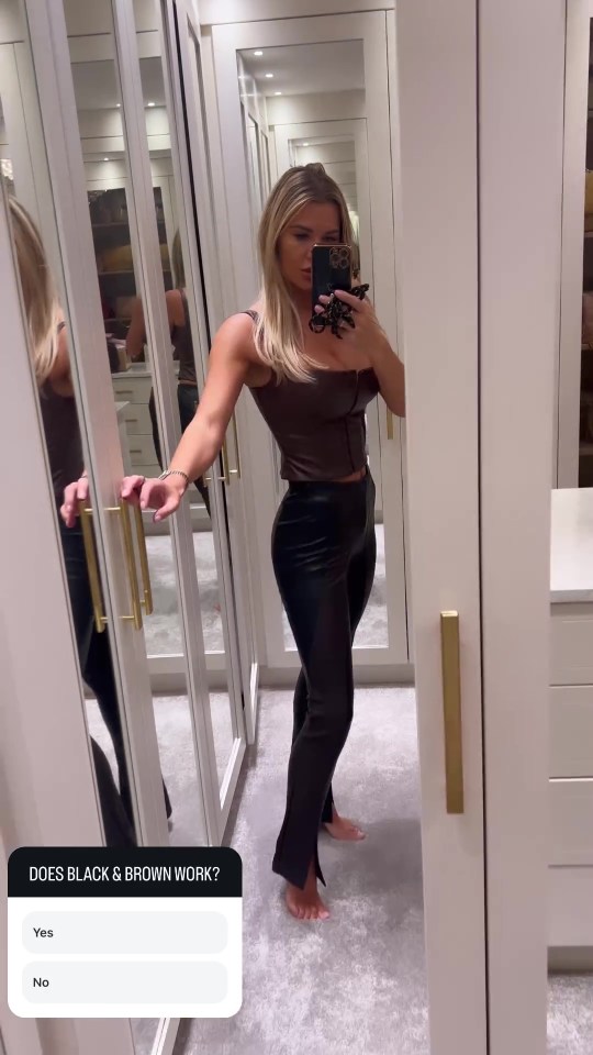 The RHOC star appealed to fans for help as she sported her all-leather attire