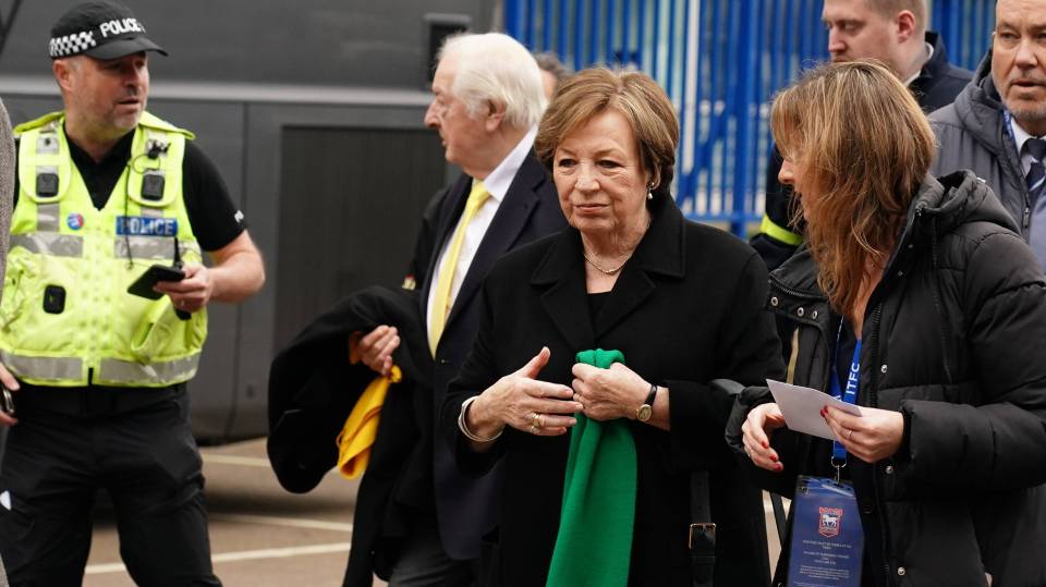 Delia Smith appeared shaken as she walked into the Ipswich stadium