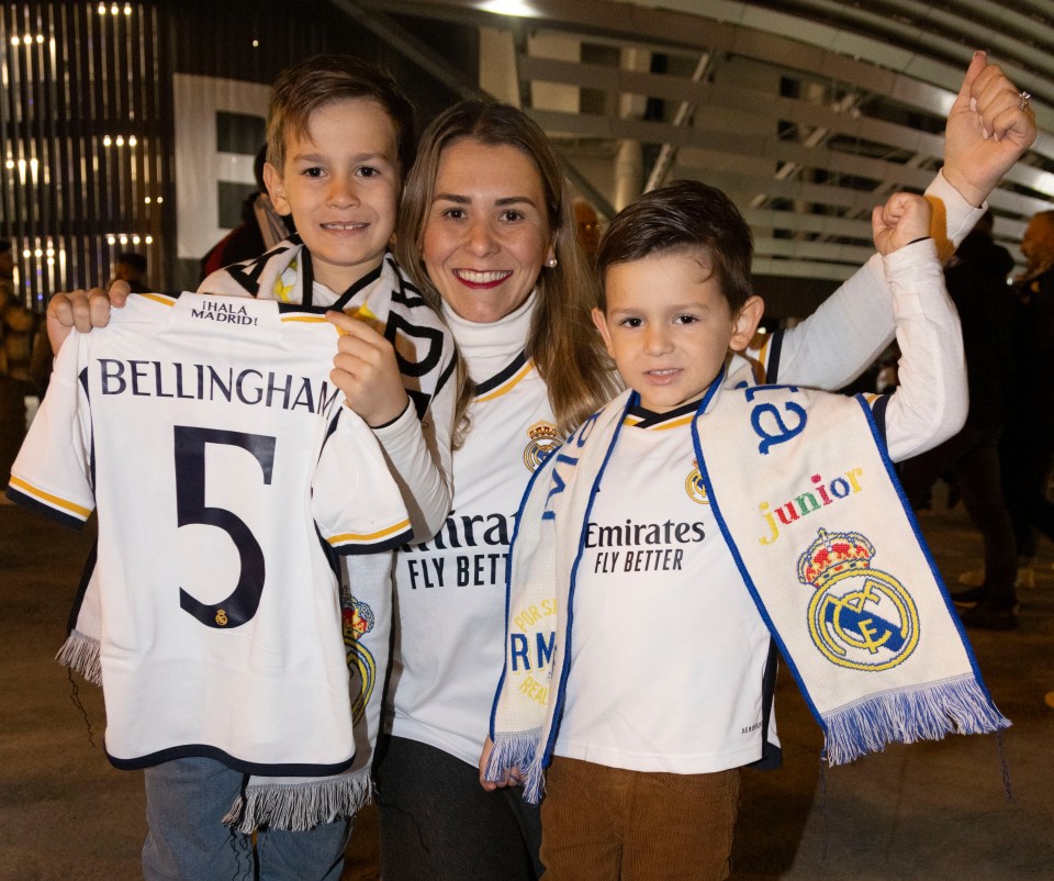 Sun feature -Jude Bellingham /Real Madrid . REAL MADRID V NAPOLI- CHAMPIONS LEAGUE - MADRID WON 4-2...Maria Hernandez, 35, and children Inaky, seven, and Mikel, four, from Bela Cruz, Mexico.