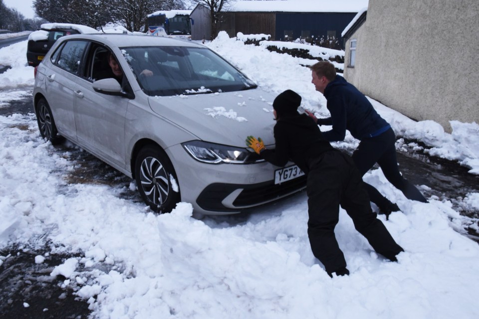 Many drivers needed a push to get their cars going in Cumbria on Sunday as the county came to a virtual stand still