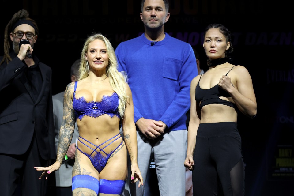 Ebanie Bridges trolled Eddie Hearn after her weigh-in on Friday