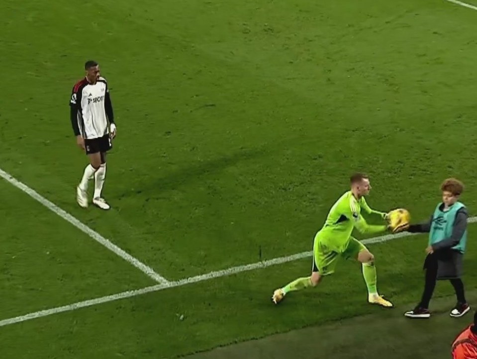 Bernd Leno grabbed the ball off the ballboy and then pushed him