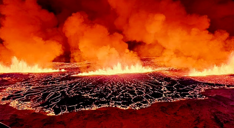 Grindavik volcano has finally erupted in Iceland sending thick billowing clouds of molten lava across Iceland's sky