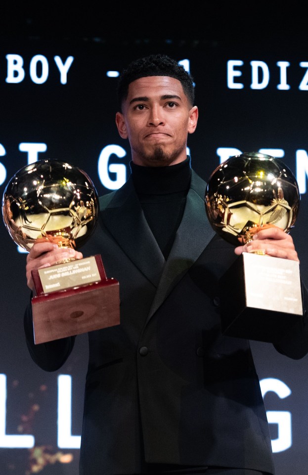 Mandatory Credit: Photo by Marco Alpozzi/LaPresse/Shutterstock (14244381y) Turin, Italy - sport - Soccer - Golden Boy Awards 2023 - The Award as the best Under-21 in Europe by Tuttosport In the pic: JUDE BELLINGHAM, GOLDEN BOY ABSOLUTE BEST Golden Boy 2023 - Football Award for Best Under-21 in Europe Established by Tuttosport, Italy, Turin - 04 Dec 2023