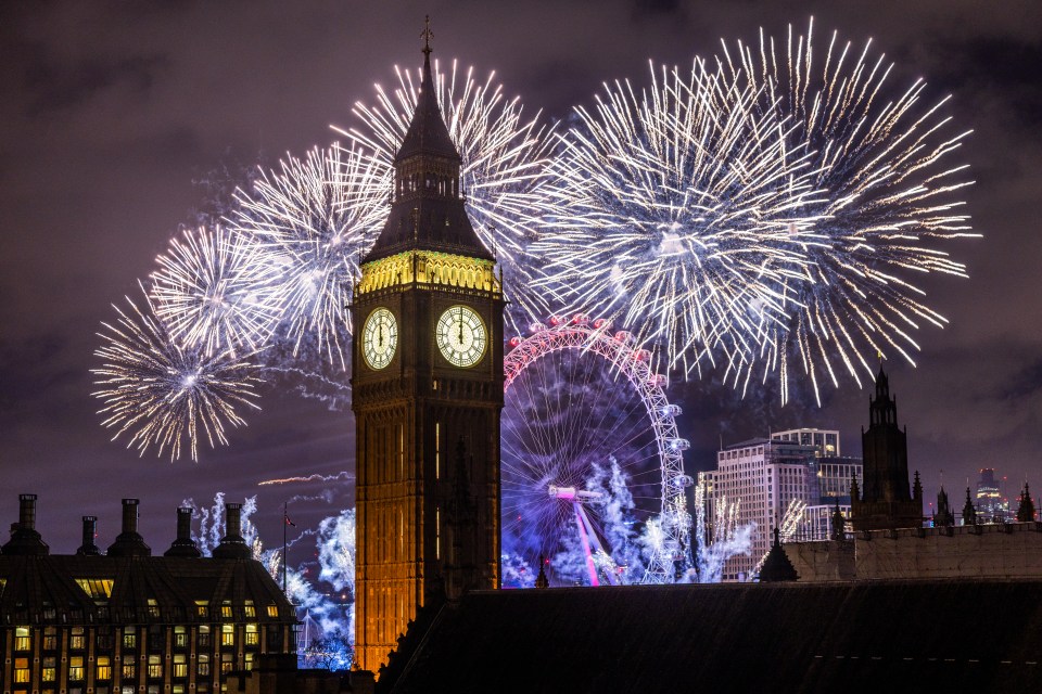 The music takes a break at midnight to show the London fireworks