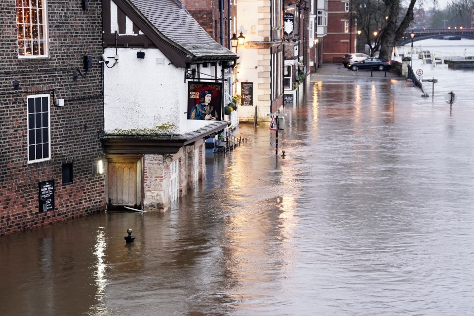 York was submerged in floodwaters after the River Ouse burst its banks yesterday