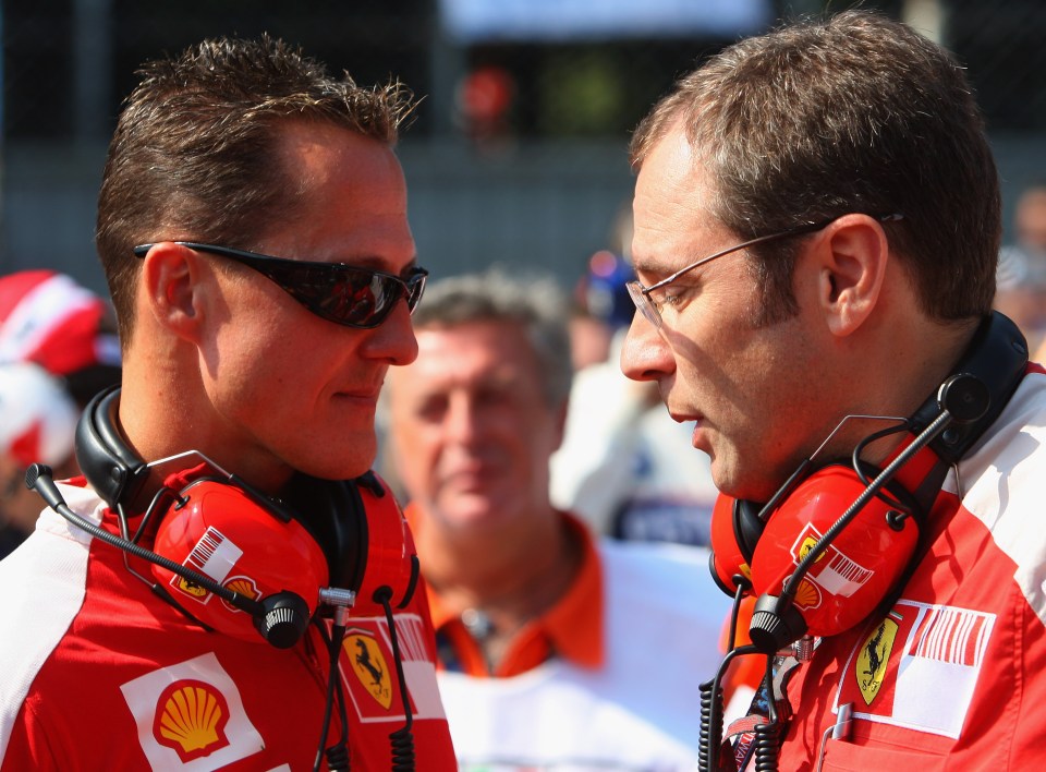 Formula One CEO Stefano Domenicali, pictured right during his time at Ferrari, said he wouldn’t wish the Schumacher’s condition on his worst enemy